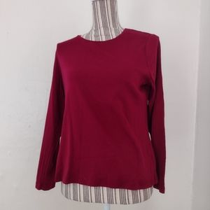 Talbots Petites Red Long Sleeve 100% Cotton Pullover Size Lp